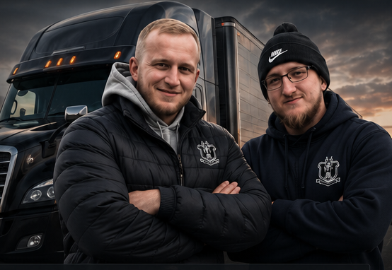 Road Warrior Express team in front of a semi truck